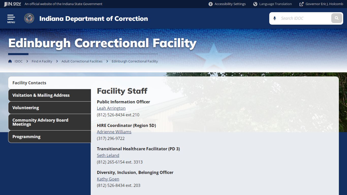 Edinburgh Correctional Facility - IDOC